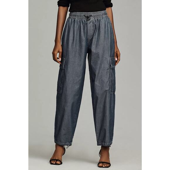 MSRP $148 Pilcro Denim Bungee Wide-Leg Parachute Trousers Size S | SAME DAY SHIP - Picture 1 of 10